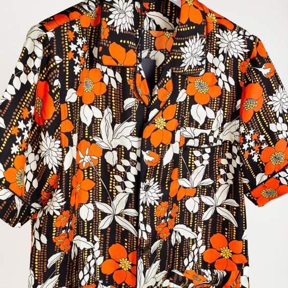 Prada 2018 Orange Silk Hawaiian Print Bowling Shirt - Picture 3 of 15